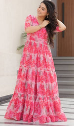 Striking Pink Color Georgette Fabric Gown