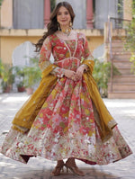 Magnetic Red Color Silk Fabric Gown