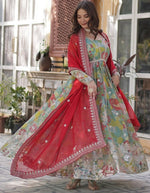 Magnetic Green Color Silk Fabric Gown