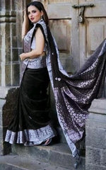 Amazing Black Color Silk Fabric Casual Saree