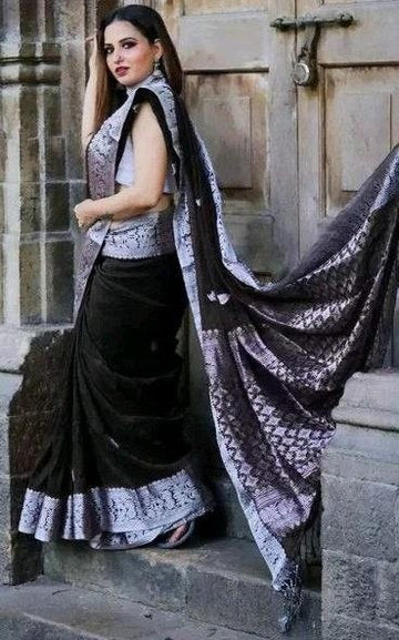 Amazing Black Color Silk Fabric Casual Saree
