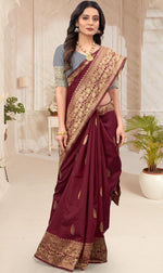 Amazing Maroon Color Silk Fabric Casual Saree