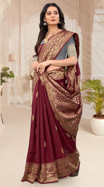 Amazing Maroon Color Silk Fabric Casual Saree