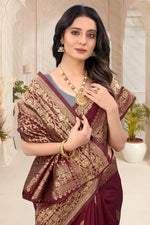 Amazing Maroon Color Silk Fabric Casual Saree