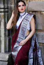Amazing Maroon Color Silk Fabric Casual Saree