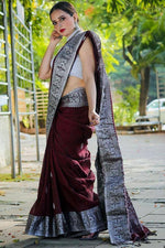 Amazing Maroon Color Silk Fabric Casual Saree