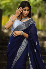 Amazing Navy Blue Color Silk Fabric Casual Saree