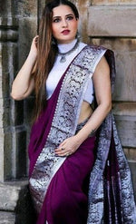 Amazing Wine Color Silk Fabric Casual Saree