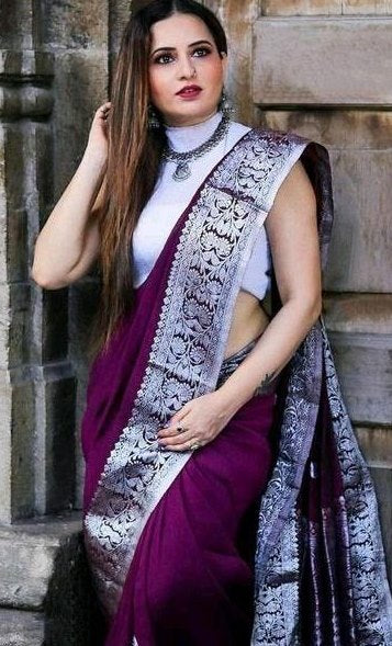 Amazing Wine Color Silk Fabric Casual Saree