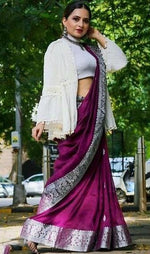 Amazing Wine Color Silk Fabric Casual Saree