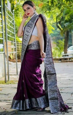 Amazing Wine Color Silk Fabric Casual Saree