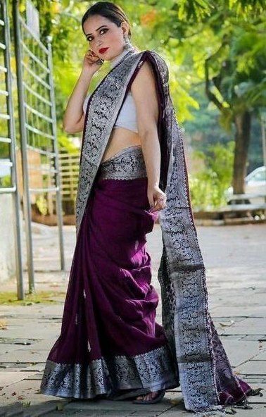 Amazing Wine Color Silk Fabric Casual Saree
