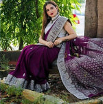 Amazing Wine Color Silk Fabric Casual Saree