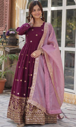 Striking Wine Color Georgette Fabric Gown