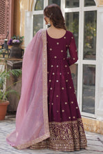 Striking Wine Color Georgette Fabric Gown