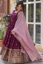 Striking Wine Color Georgette Fabric Gown