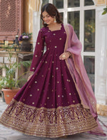 Striking Wine Color Georgette Fabric Gown
