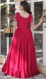 Striking Red Color Georgette Fabric Gown