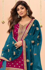 Tasteful Pink Color Jacquard Fabric Patiala Suit