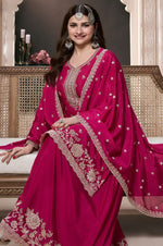 Tasteful Pink Color Chinon Fabric Partywear Suit