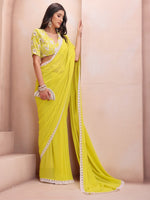 Amazing Yellow Color Georgette Fabric Casual Saree