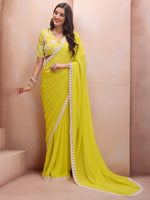 Amazing Yellow Color Georgette Fabric Casual Saree