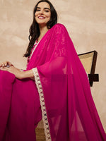 Amazing Pink  Color Georgette Fabric Casual Saree
