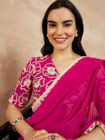 Amazing Pink  Color Georgette Fabric Casual Saree