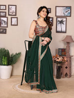 Amazing Green Color Georgette Fabric Casual Saree