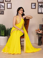 Amazing Yellow Color Georgette Fabric Casual Saree