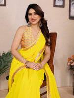 Amazing Yellow Color Georgette Fabric Casual Saree