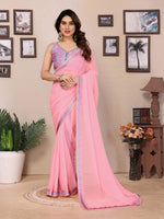 Amazing Pink  Color Georgette Fabric Casual Saree