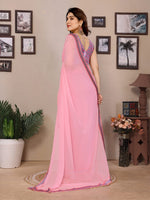 Amazing Pink  Color Georgette Fabric Casual Saree