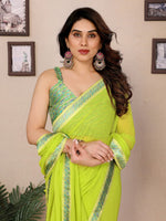 Amazing Green Color Georgette Fabric Casual Saree