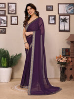 Amazing Voilet Color Georgette Fabric Casual Saree