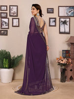 Amazing Voilet Color Georgette Fabric Casual Saree