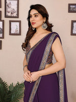 Amazing Voilet Color Georgette Fabric Casual Saree