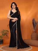 Amazing Black Color Georgette Fabric Casual Saree