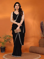 Amazing Black Color Georgette Fabric Casual Saree