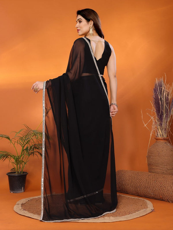 Amazing Black Color Georgette Fabric Casual Saree