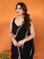 Amazing Black Color Georgette Fabric Casual Saree