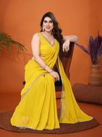 Amazing Yellow Color Georgette Fabric Casual Saree