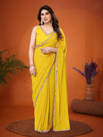 Amazing Yellow Color Georgette Fabric Casual Saree