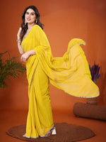 Amazing Yellow Color Georgette Fabric Casual Saree