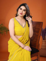 Amazing Yellow Color Georgette Fabric Casual Saree