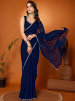 Amazing Blue Color Georgette Fabric Casual Saree