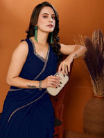 Amazing Blue Color Georgette Fabric Casual Saree