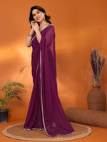 Amazing Voilet Color Georgette Fabric Casual Saree