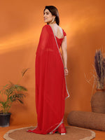 Amazing Red Color Georgette Fabric Casual Saree