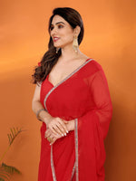 Amazing Red Color Georgette Fabric Casual Saree
